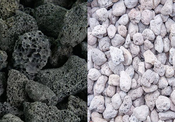 پوکه سفید و پوکه سیاهWhite pumice and black pumice