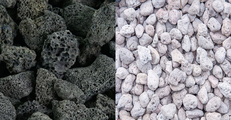 پوکه سفید و پوکه سیاهWhite pumice and black pumice